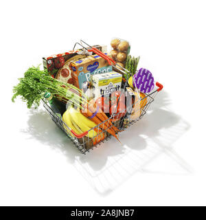 Market basket of healthy grocery items Stock Photo