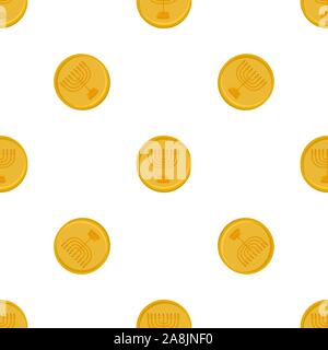 Illustration on theme big colored pattern Hanukkah, seamless set menorah. Seamless pattern consisting of collection menorah, accessory holiday Hanukka Stock Vector