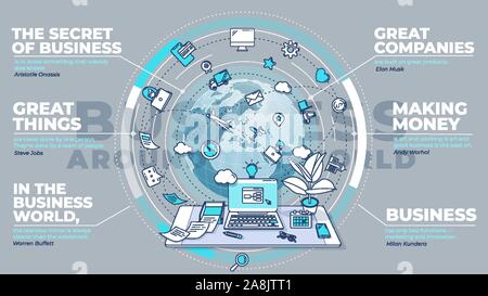 Dynamic and detailed poster about business worldwide. The illustration contains elements and icons, which makes it easy and diverse to use it in your Stock Vector