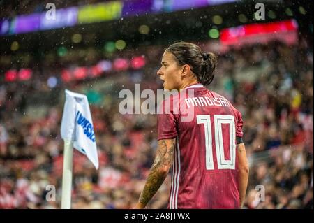 London, UK. 09th Nov, 2019. Dzsenifer Marozsan of Germany during the womens international friendly between England and Germany at Wembley Stadium in London, England. Germany ultimately won the game 2-1 with the winner coming in the 90th minute. Credit: SPP Sport Press Photo. /Alamy Live News Stock Photo