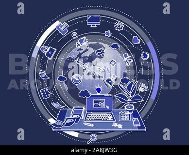 Illustration on the theme of business worldwide consists of many elements and icons. Perfect for drawing attention to your ad. Stock Vector