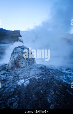 Fumarola of steam of El Tatio Geyser Field in Northern Chile Stock Photo