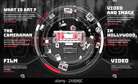 Advertising promo poster for videographers with corresponding text blocks. Stock Vector