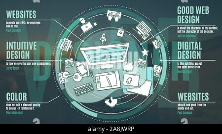 Beautiful and detailed illustration on the theme of web designer. Dynamic and modern, it is perfect for decorating presentations of your services. Stock Vector