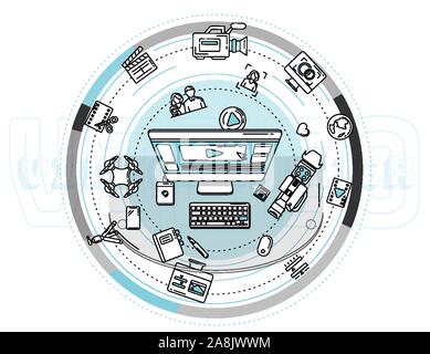 Illustration for promo poster about the work of a videographer. Stock Vector