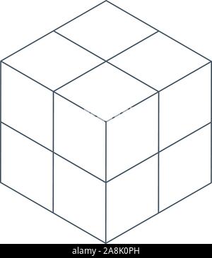 Linear 3D Isometric cube geometric shape puzzle built. Modern design template. Stock Vector illustration isolated on white background. Stock Vector