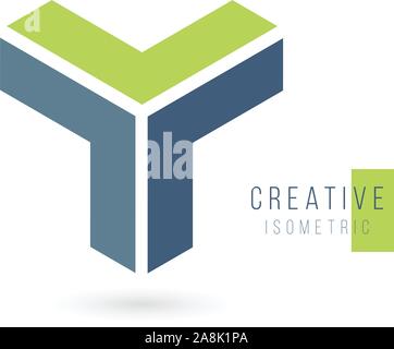 3D isometric letter Y logo Design Template. Stock Vector illustration isolated on white background. Stock Vector