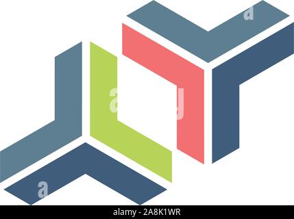 Triple arrow triangle abstract 3d isometric logo design template. Letter Y Corporate brand identity. Stock Vector illustration isolated on white Stock Vector