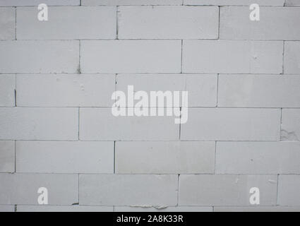 Wall masonry from easy aerated concrete blocks, frontal look Stock Photo