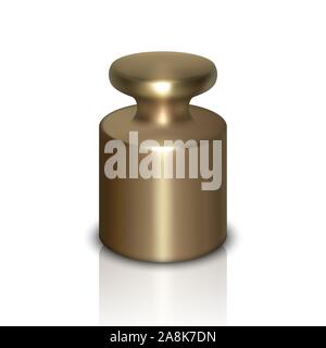 Vector 3d Realistic Metal Calibration Laboratory Weight Icon with Reflection Closeup Isolated on White Background. Design Template of Little Weight Stock Vector