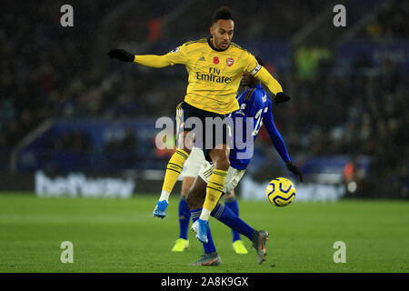 Leicester, UK. 9th November 2019. Arsenal's Pierre-Emerick Aubameyang during the Premier League match between Leicester City and Arsenal at the King Power Stadium, Leicester on Saturday 9th November 2019. (Credit: Leila Coker | MI News ) Photograph may only be used for newspaper and/or magazine editorial purposes, license required for commercial use Credit: MI News & Sport /Alamy Live News Stock Photo