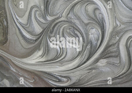 Liquify Abstract Pattern With Brown And Black Graphics Color Art Form. Digital Background With Liquifying Flow Stock Photo