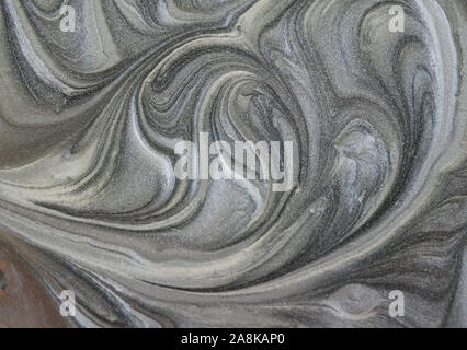 Liquify Abstract Pattern With Brown And Black Graphics Color Art Form. Digital Background With Liquifying Flow Stock Photo