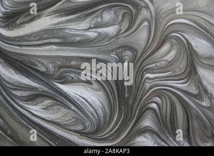 Liquify Abstract Pattern With Brown And Black Graphics Color Art Form. Digital Background With Liquifying Flow Stock Photo