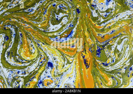 Marble abstract acrylic background. Marbling artwork texture. Agate ripple pattern. Gold powder. Stock Photo