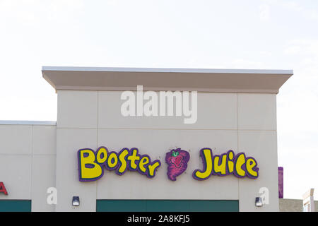 14 October 2019 - Calgary , Alberta, Canada - Booster juice franchise storefront Stock Photo