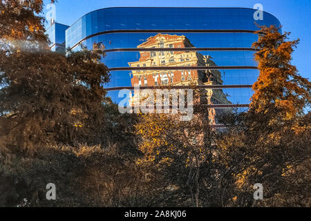 Midtown Atlanta, GA/USA November 06 2019: Reflection of historical building in Midtown Atlanta during the fall Stock Photo