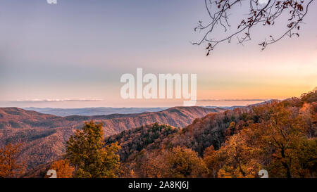 Dramatic Sunrise on Blue Ridge Parkway during the fall Stock Photo