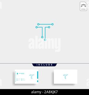 Letter T Logo Tech Wifi Vector Design Stock Vector