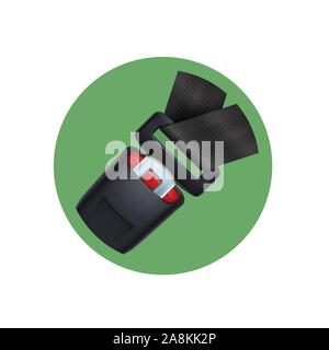 black seat belt on green icon Stock Vector