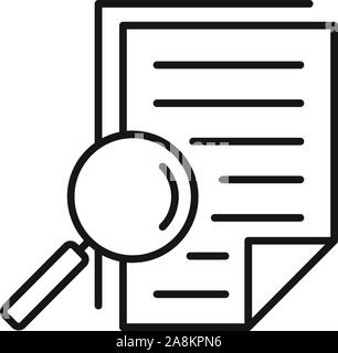 Magnifier tax papers icon. Outline magnifier tax papers vector icon for web design isolated on white background Stock Vector