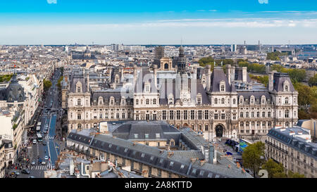 Paris, view of the city hall and the rue de Rivoli, view from the Saint Jacques tower Stock Photo