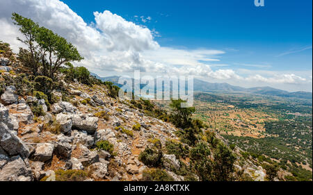 View of the Lassithi Plateau on the island of Crete, Greece Stock Photo