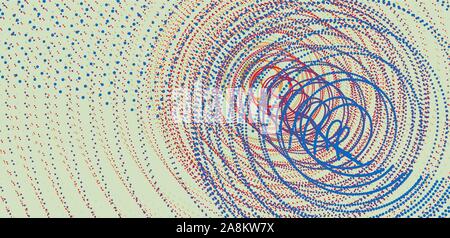 Array with dynamic particles. Swirl with connected dots. Abstract science or technology background. 3d vector illustration. Stock Vector