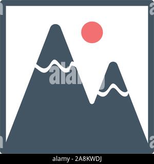 Landscape photo image or picture placeholder flat vector icon for apps and websites. Stock Vector illustration isolated on white background. Stock Vector
