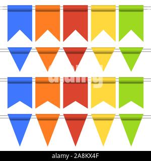 Set of colored glossy flags isolated on a white background, vector illustration. Stock Vector