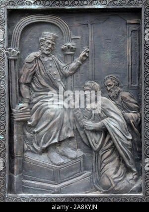 Monument of St. Cyril and Methodius  in downtown of Skopje, Macedonia Stock Photo