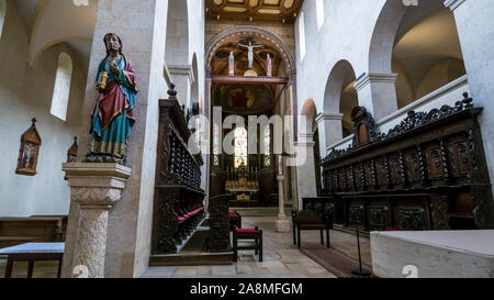 Regensburg 2019. Interior of the Abbey of Our Lady of the Scots. Roman church among the oldest in the city, recently restored. August 2019 in Regensbu Stock Photo