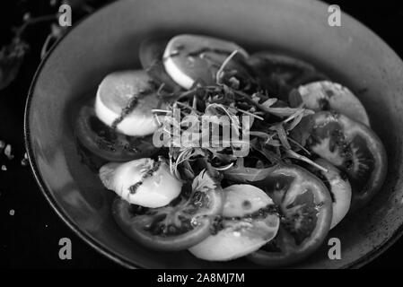 dliciouse italian dish - tasty caprese salad with fresh ingredients Stock Photo