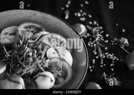 dliciouse italian dish - tasty caprese salad with fresh ingredients Stock Photo
