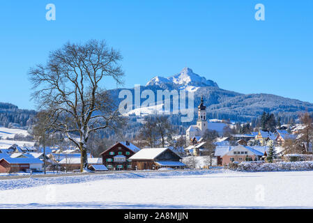 First snow in the Allgäu mountains near Wertach and the Grünten Stock Photo