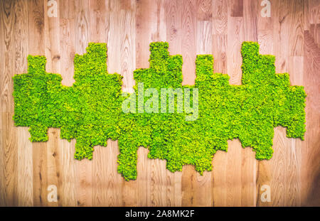 moss texture pattern on wooden panel Stock Photo
