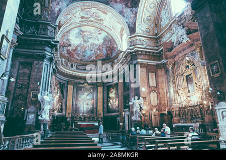 Rome, Italy - June 21, 2018: Panoramic view of interior of Sant'Andrea delle Fratte. It is a 17th-century basilica church in Rome, Italy, dedicated to Stock Photo