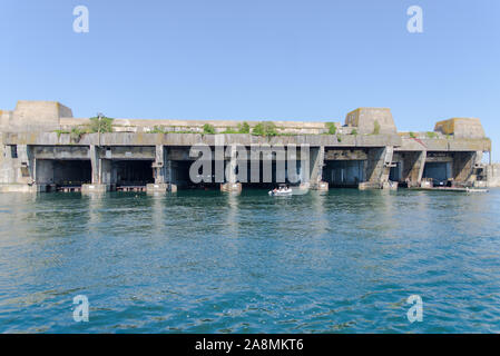Submarine base in Lorient harbor, Morbihan in Brittany Stock Photo