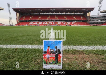 9th November 2019, Oakwell, Barnsley, England; Sky Bet Championship, Barnsley v Stoke City : A general view of Oakwell and todays match ay program with a painting from local artist Neil Richardson titled ‘The Unknown Player’ as part of Remembrance Day  Credit: Mark Cosgrove/News Images Stock Photo