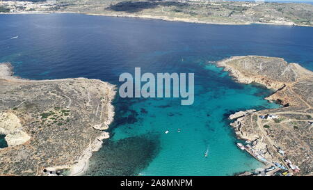 aerial view on blue lagoon in malta Stock Photo