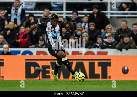 9th November 2019, St. James's Park, Newcastle, England; Premier League, Newcastle United v Bournemouth : Allan Saint-Maximin (10) of Newcastle United charges towards the goal Credit: Iam Burn/News Images Stock Photo