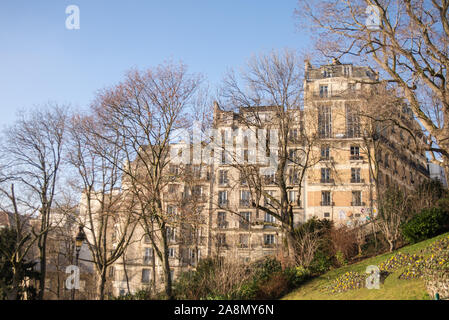 Paris, Montmartre, facades of buildings on the hill Stock Photo