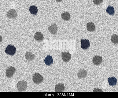 White cheetah fur with grey and black round shape spots, seamless pattern Stock Photo