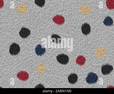 Light grey cheetah fur with black, blue, red and yellow round spots Stock Photo