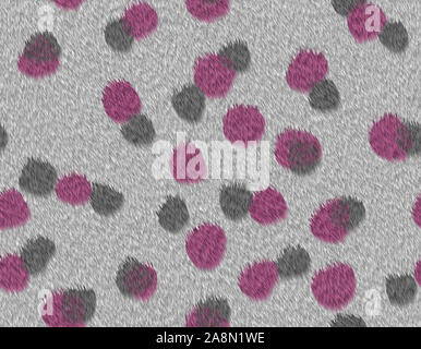 Light blue cheetah fur with grey and pink round shape spots, seamless pattern Stock Photo