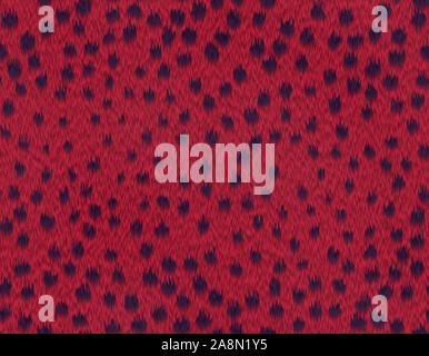 Crimson cheetah fur with blue round shape spots, seamless pattern Stock Photo