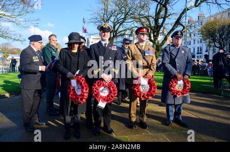 Brighton UK 10th November 2019 - Wreath laying at the Act of Remembrance service held at Brighton War Memorial with a parade and wreath laying ceremony : Credit Simon Dack / Alamy Live News Stock Photo