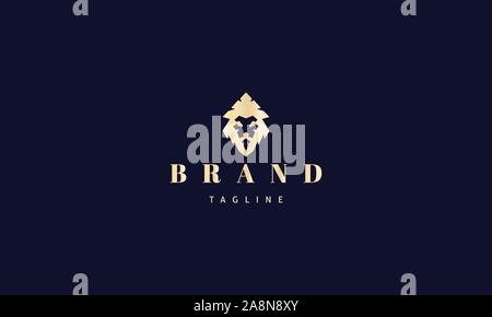 Vector golden logo on which an abstract image of the head of a lion. Stock Vector