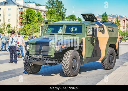 Korolev, Russia - May 18, 2019: Parade of military equipment on the city square. Stock Photo