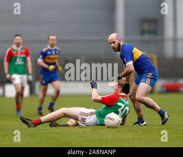 Westmeath, Ireland. 10th Nov, 2019. 10th November 2019; TEC Cuscack Park, Mulingar, Westmeath, Ireland; AIB Leinster Senior Football Club Championship, Gaelic Football, Garrycastle versus Ratoath; Emmet Boyle and Andrew Monaghan challenge for the ball - Editorial Use Credit: Action Plus Sports Images/Alamy Live News Stock Photo